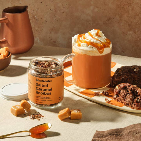 Lake & Oak Salted Caramel Rooibos Loose-Leaf Tea | Glass Jar 24 Cups