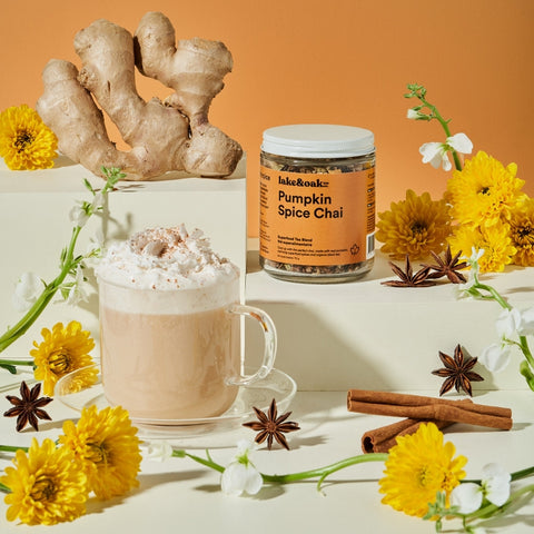 Lake & Oak Pumpkin Spice Chai Loose-Leaf Tea | Glass Jar 24 Cups