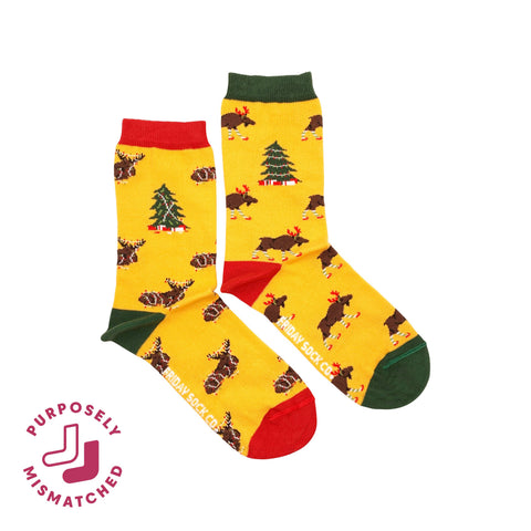 Friday Sock Co. Women's Ugly Christmas Moose Socks