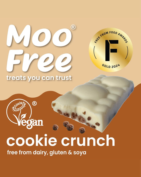 Moo Free Cookie Crunch White Chocolate Bars