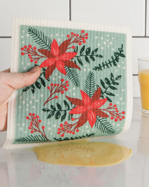 Poinsettia Swedish Sponge Cloth