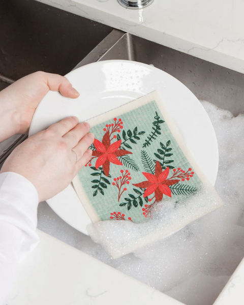 Poinsettia Swedish Sponge Cloth