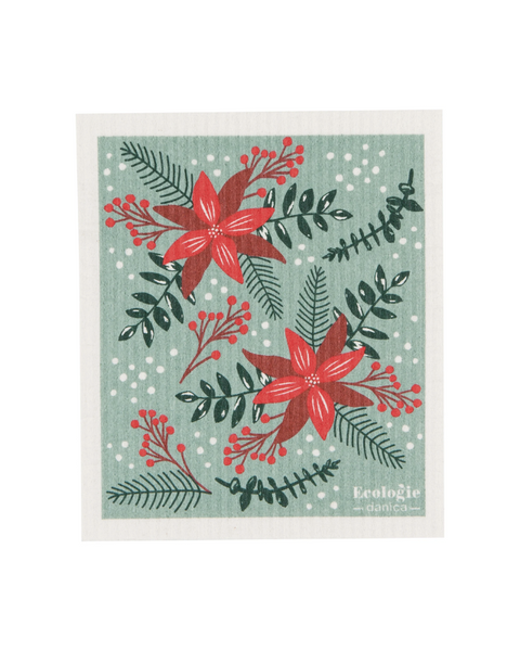 Poinsettia Swedish Sponge Cloth