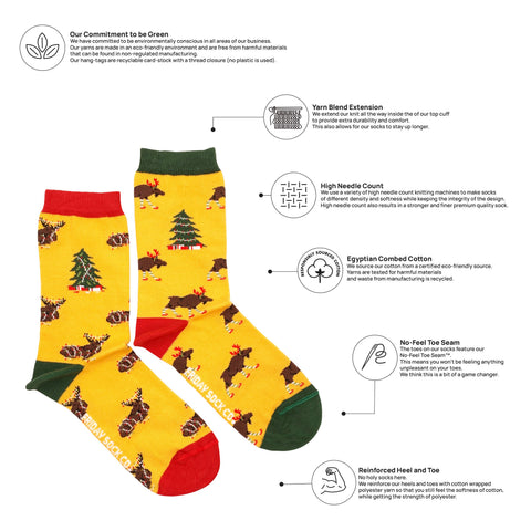 Friday Sock Co. Women's Ugly Christmas Moose Socks