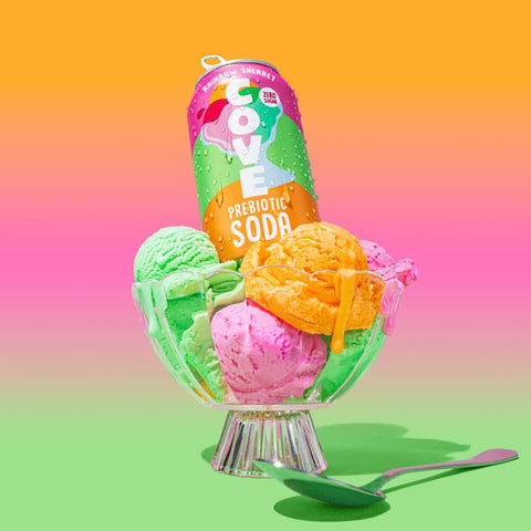 Cove Soda Rainbow Sherbet Zero Sugar Prebiotic Soda