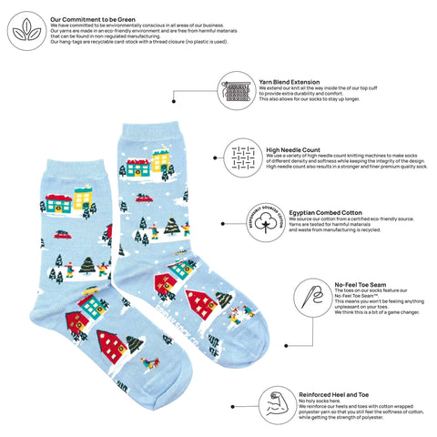 Friday Sock Co. Women's Ugly Christmas Village Socks: Women’s 5 – 10