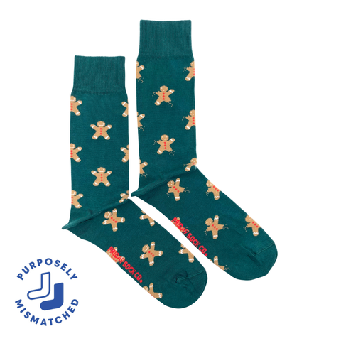Friday Sock Co. Men's Ugly Christmas Gingerbread Cookie Socks: Men's 7 - 12