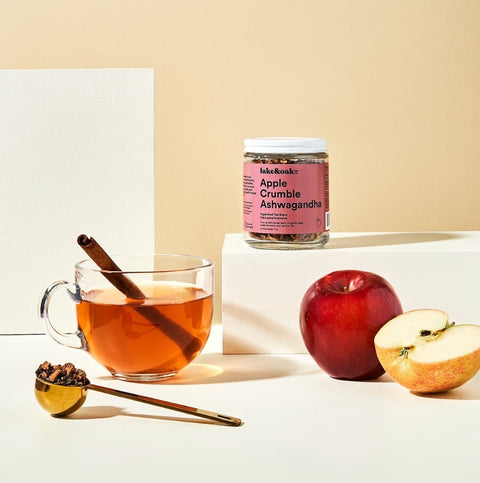 Lake & Oak Apple Crumble Ashwagandha Loose-Leaf Tea | Glass Jar 24 Cups