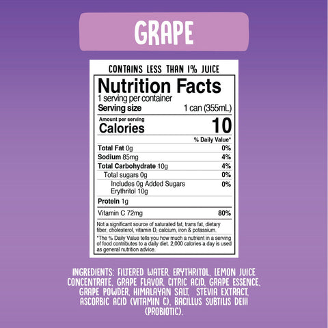 Cove Soda Grape Zero Sugar Prebiotic Soda