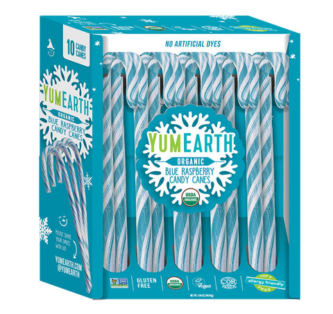 YumEarth Holiday Blue Raspberry Candy Canes 10ct
