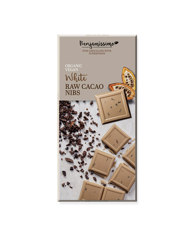 Raw Cocoa Nibs White Chocolate Bar