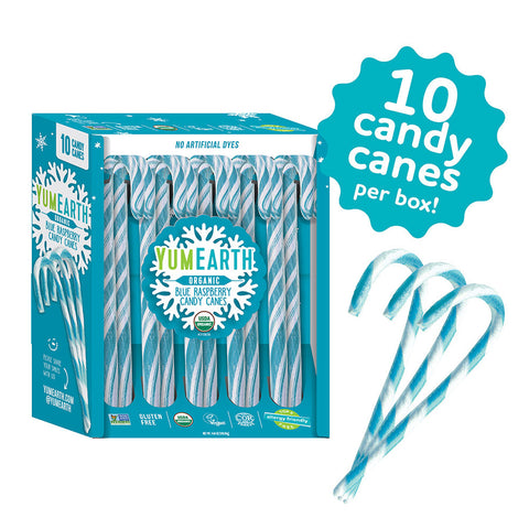 YumEarth Holiday Blue Raspberry Candy Canes 10ct