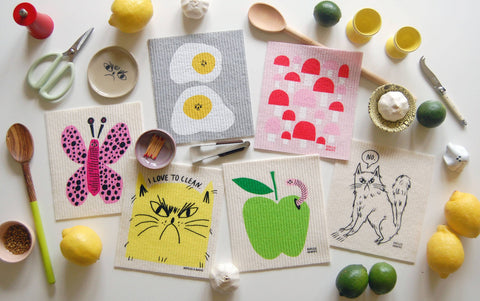 Apple + Worm - Swedish Dishcloth