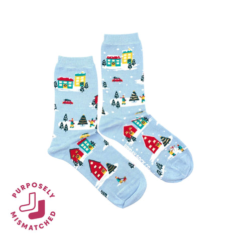 Women's Ugly Christmas Village Socks: Women’s 5 – 10
