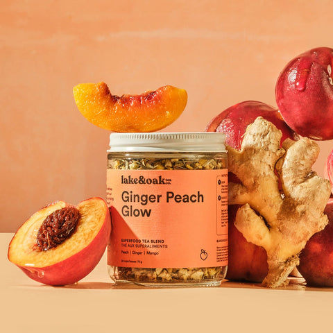 Ginger Peach Glow Loose-Leaf Tea | Glass Jar 24 Cups
