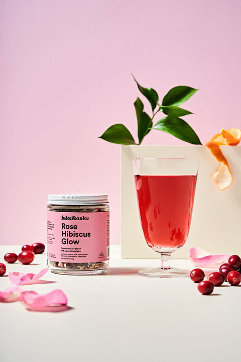 Rose Hibiscus Glow Loose-Leaf Tea | Glass Jar 24 Cups