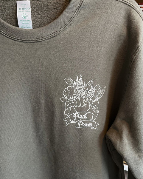 Pre-Order | Plant Power Organic Crewneck Sweater - Grey Sage