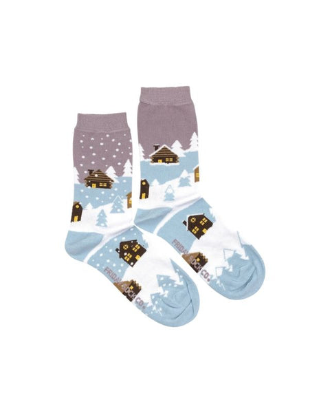 Snowy Village Mismatched Women's Socks