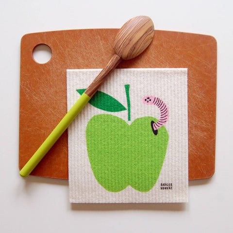 Apple + Worm - Swedish Dishcloth