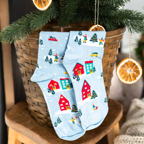 Women's Ugly Christmas Village Socks: Women’s 5 – 10