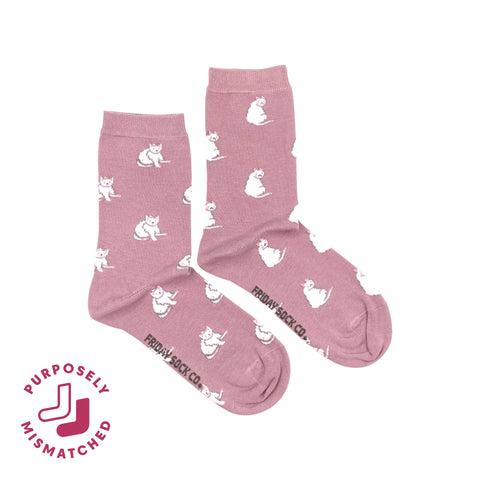 Women's White Cat Socks: Women’s 5 – 10