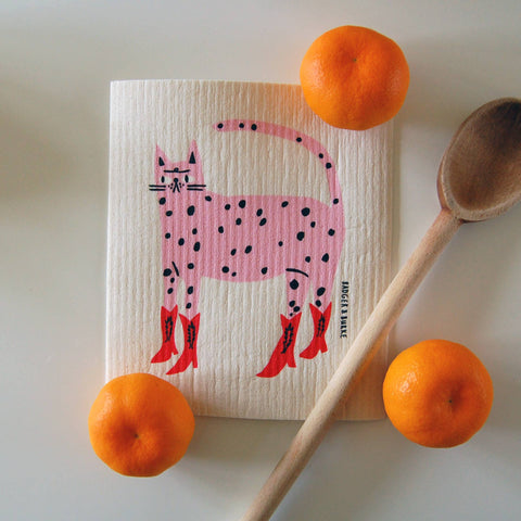 Cowboy Kitty - Swedish Dishcloth