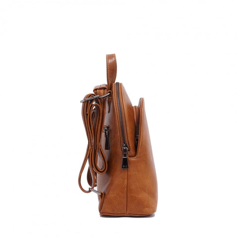 Gaia Convertible Vegan Leather Backpack - Camel