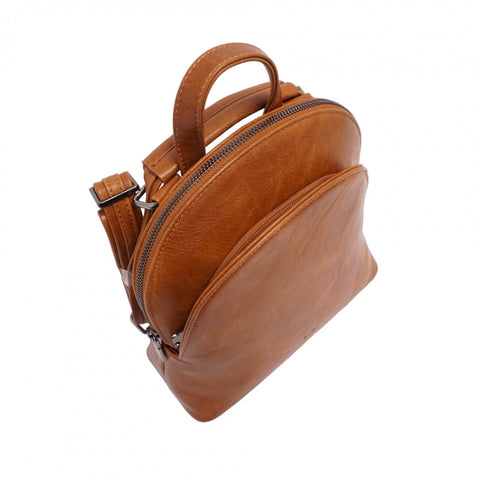 Gaia Convertible Vegan Leather Backpack - Camel