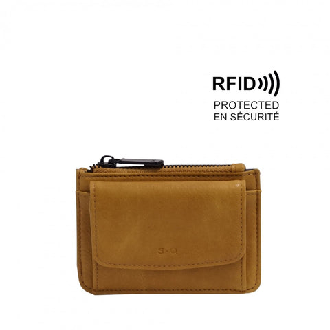 Cassie Vegan Leather Card Holder - Honey Mustard