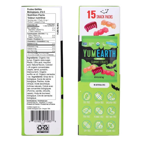 Halloween Organic Gummy Fruits - 15 Snack Packs