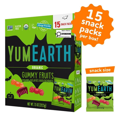 Halloween Organic Gummy Fruits - 15 Snack Packs