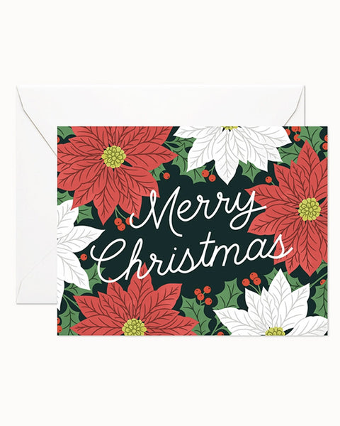 Merry Christmas Poinsettias Card